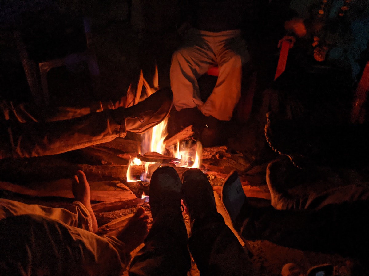 Campfire in Nepal Village