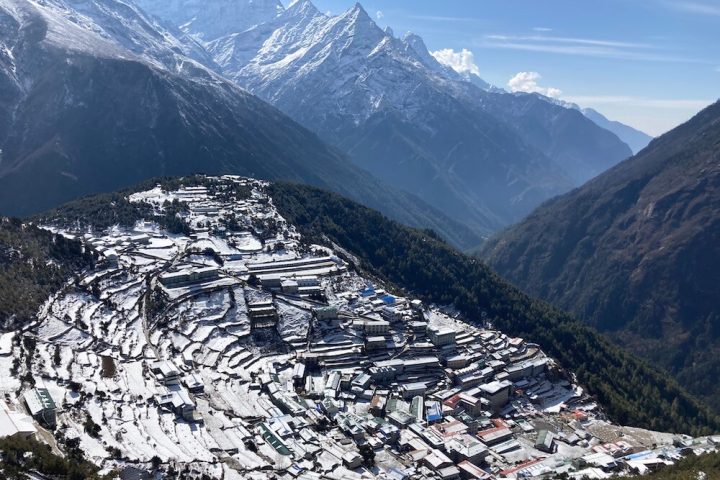 Namche Bazar covered with snow